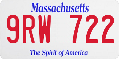 MA license plate 9RW722