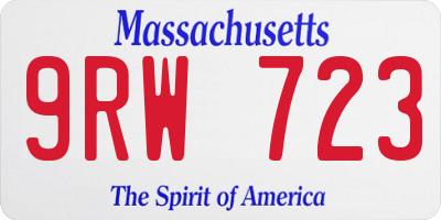 MA license plate 9RW723