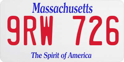 MA license plate 9RW726