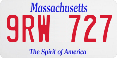 MA license plate 9RW727
