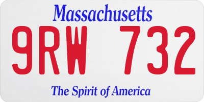 MA license plate 9RW732