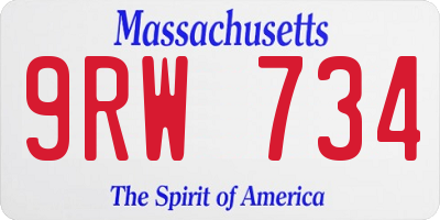 MA license plate 9RW734