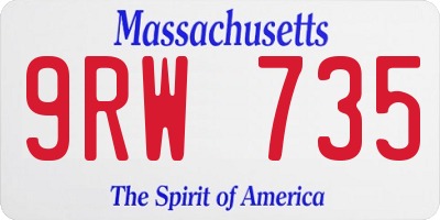 MA license plate 9RW735