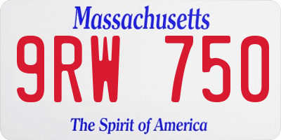 MA license plate 9RW750