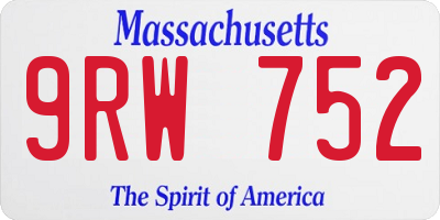 MA license plate 9RW752