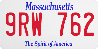 MA license plate 9RW762