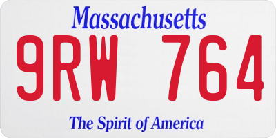 MA license plate 9RW764