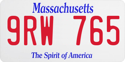 MA license plate 9RW765