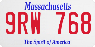 MA license plate 9RW768