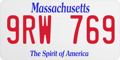 MA license plate 9RW769