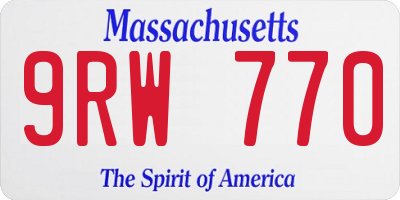 MA license plate 9RW770