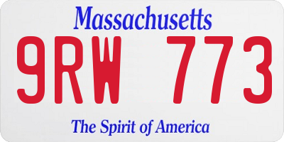 MA license plate 9RW773