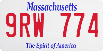 MA license plate 9RW774