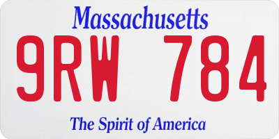 MA license plate 9RW784