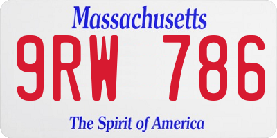 MA license plate 9RW786