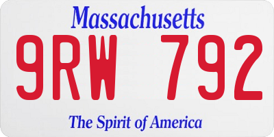 MA license plate 9RW792