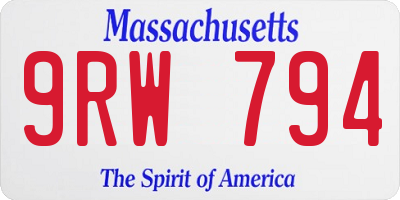 MA license plate 9RW794