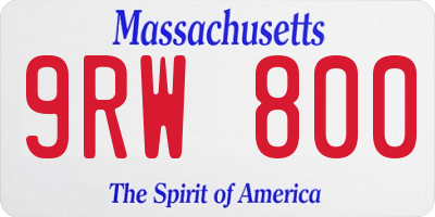 MA license plate 9RW800