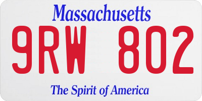 MA license plate 9RW802