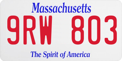 MA license plate 9RW803
