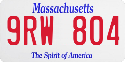 MA license plate 9RW804