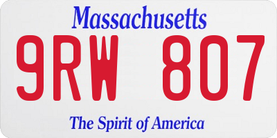MA license plate 9RW807