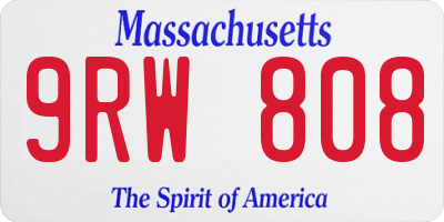 MA license plate 9RW808