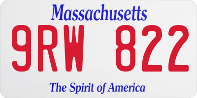 MA license plate 9RW822