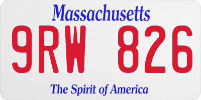MA license plate 9RW826