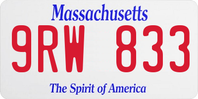 MA license plate 9RW833