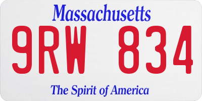MA license plate 9RW834