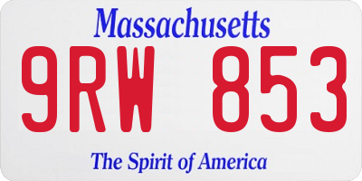 MA license plate 9RW853