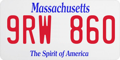 MA license plate 9RW860