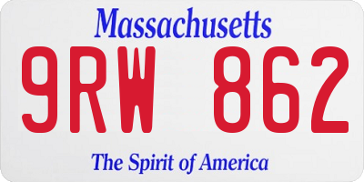 MA license plate 9RW862