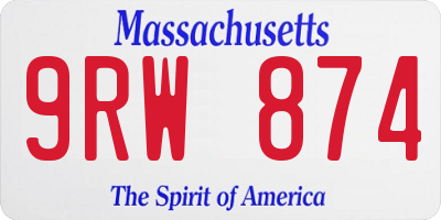 MA license plate 9RW874