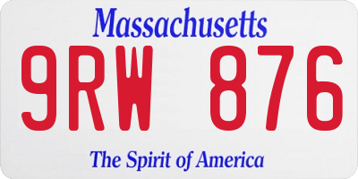 MA license plate 9RW876