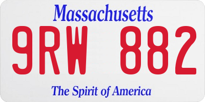 MA license plate 9RW882