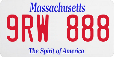 MA license plate 9RW888