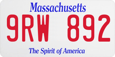 MA license plate 9RW892