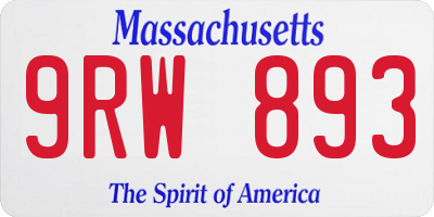 MA license plate 9RW893