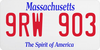 MA license plate 9RW903
