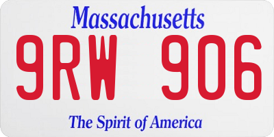 MA license plate 9RW906