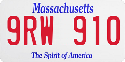 MA license plate 9RW910