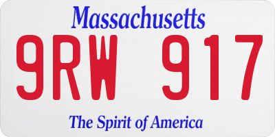 MA license plate 9RW917