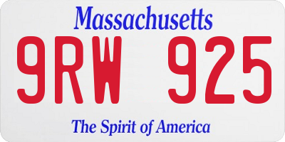 MA license plate 9RW925