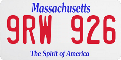 MA license plate 9RW926