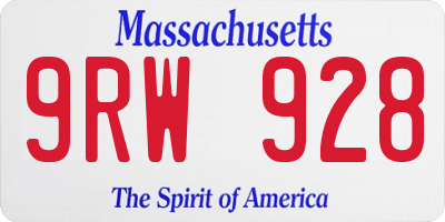 MA license plate 9RW928