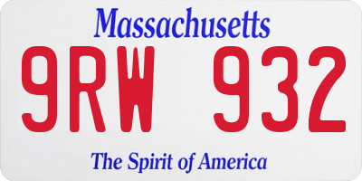 MA license plate 9RW932