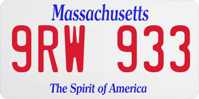 MA license plate 9RW933