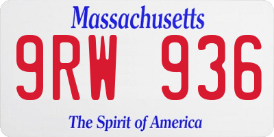 MA license plate 9RW936